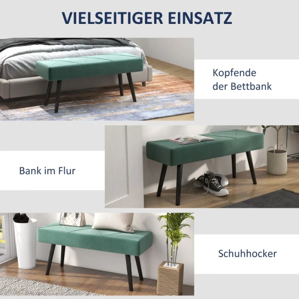 Bank Gestoffeerde Bedbank, Fluwelen Look, 100 X 36 X 45 Cm, Groen 6