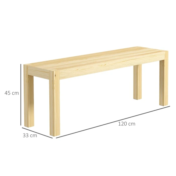 Bank Houten Bank Keukenbank, Massief Hout, 3-zitsbank, 120 Cm X 33 Cm X 45 Cm, Naturel 3