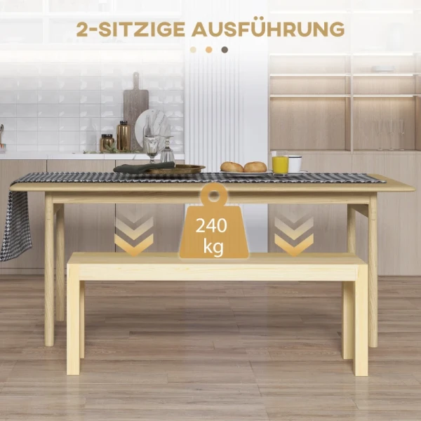 Bank Houten Bank Keukenbank, Massief Hout, 3-zitsbank, 120 Cm X 33 Cm X 45 Cm, Naturel 4