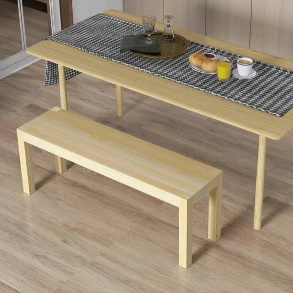 Bank Houten Bank Keukenbank, Massief Hout, 3-zitsbank, 120 Cm X 33 Cm X 45 Cm, Naturel 7