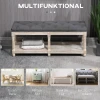 Bank Met Opbergruimte, Vintage Design, Knoopstiksel, Rubberboomhout, 115x40x48cm, Grijs 7