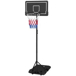 Basketbalstandaard, In Hoogte Verstelbaar, Verrijdbaar, Vulbaar, Onbreekbare Achterwand, Mandhoogte 1,82 - 2,13 M, Zwart 1