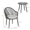 Bistroset Rotan Bankstel Terrasset, 2 Stoelen, 1 Tafel, Weerbestendig, 65 X 63 X 80 Cm, Donkergrijs + Lichtgrijs 3