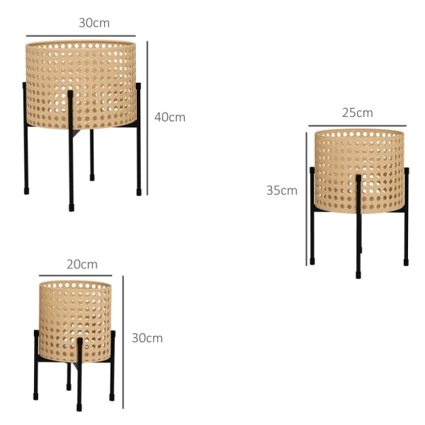 Bloemenstandaard, Set Van 3, Roestvrij Metalen Frame, Binnen En Buiten, Zwart/goud 3