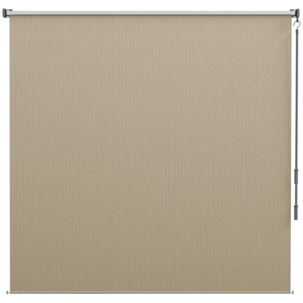 Buitenrolgordijn, Plafond-/wandmontage, Handslinger, Buiten, Aluminium Frame, 183 X 185 Cm, Beige 10