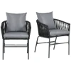 Buitenstoelen, Set Van 2, Boho Design, Zit- En Rugkussens, Comfortabele Zitschaal, Metalen Frame, Zwart 1
