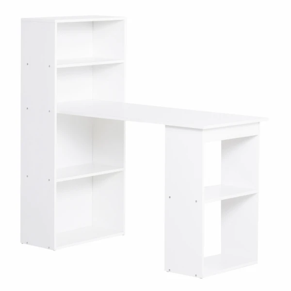 Bureau Broodtafel Computertafel, 2 Planken, 5 Planken, 120 Cm X 55 Cm X 120 Cm, Wit 1