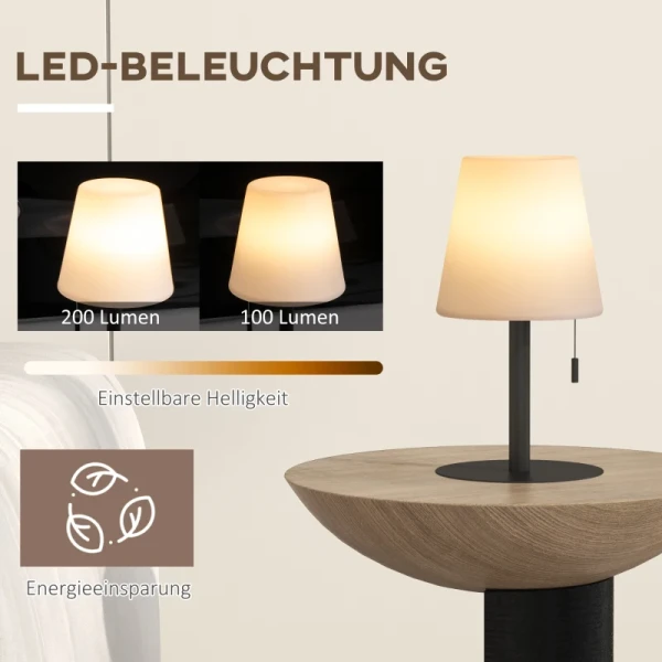 Bureaulamp Bedlampje Tafellamp, LED-verlichting, 2 Helderheidsniveaus, 16 X 16x 30 Cm, Zwart + Wit 4