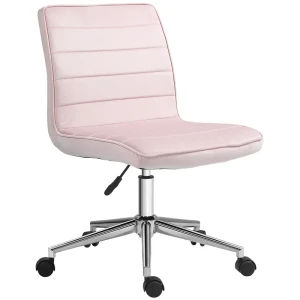 Bureaustoel Bureaustoel Bureaustoel, In Hoogte Verstelbaar, Fluwelen Look, 51 Cm X 64 Cm X 78-88 Cm, Roze 1