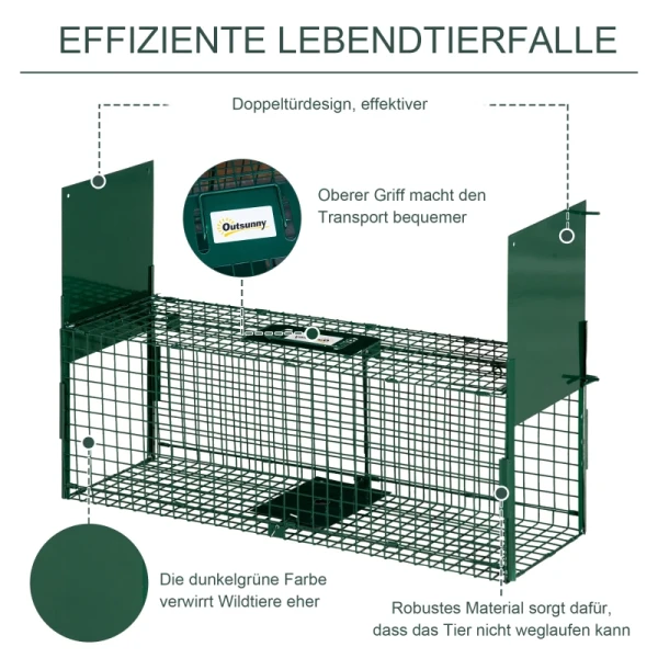 Dierenval Met Levende Val, Nauwkeurig Vangmechanisme, 80 X 25 X 30 Cm, Groen 6