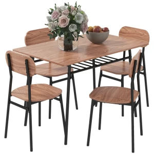 Eetgroeptafel Met Stoelen Eettafel, Industrieel Design, 110 Cm X 70 Cm X 75 Cm, Bruin 1