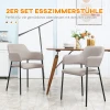 Eetkamerstoelen, Set Van 2, Comfortabel, Linnenlook, Metalen Frame, Tot 120 Kg, Beige 4