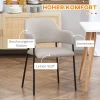 Eetkamerstoelen, Set Van 2, Comfortabel, Linnenlook, Metalen Frame, Tot 120 Kg, Beige 5