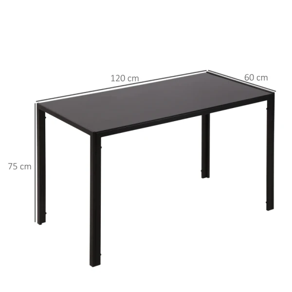 Eettafel Keukentafel Grote Tafel, Modern Design, 120 Cm X 60 Cm X 75 Cm, Zwart 3