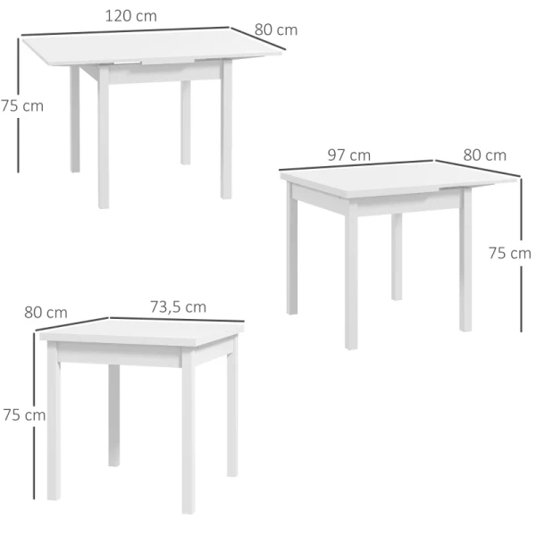 Eettafel Keukentafel Klaptafel, Uitschuifbaar, Modern Design, 120 Cm X 80 Cm X 75 Cm, Naturel 3