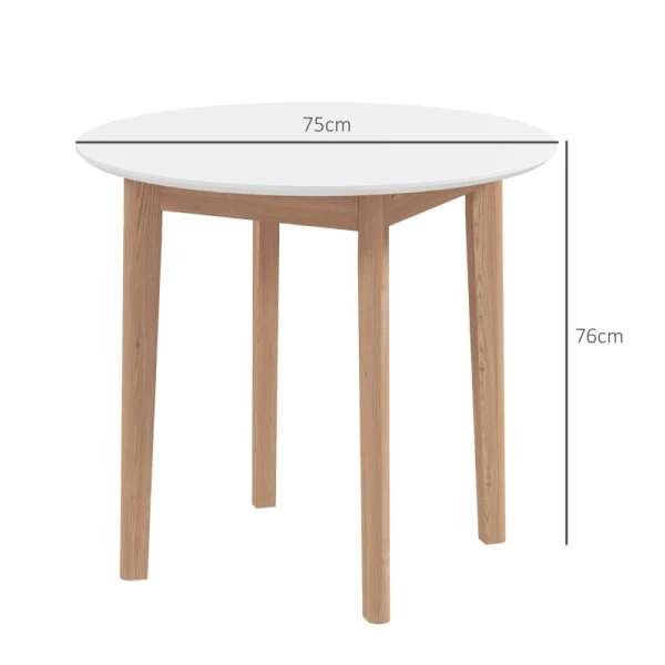 Eettafel Keukentafel Ronde Tafel, Scandi Design, 75 Cm X 75 Cm X 76 Cm, Wit + Naturel 3