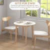 Eettafel Keukentafel Ronde Tafel, Scandi Design, 75 Cm X 75 Cm X 76 Cm, Wit + Naturel 4