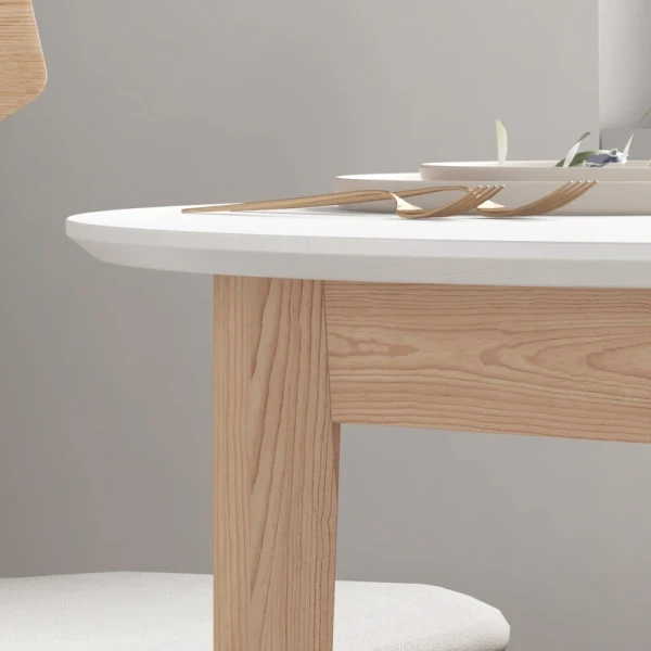 Eettafel Keukentafel Ronde Tafel, Scandi Design, 75 Cm X 75 Cm X 76 Cm, Wit + Naturel 7