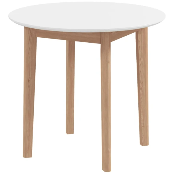 Eettafel Keukentafel Ronde Tafel, Scandi Design, 75 Cm X 75 Cm X 76 Cm, Wit + Naturel 1