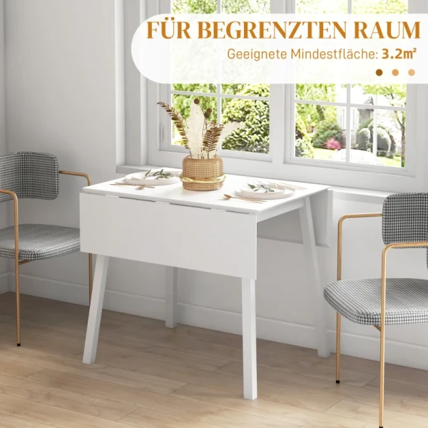 Eettafel Klaptafel Keukentafel, 2 Klapbladen, 110 X 86 X 75 Cm, Wit 6