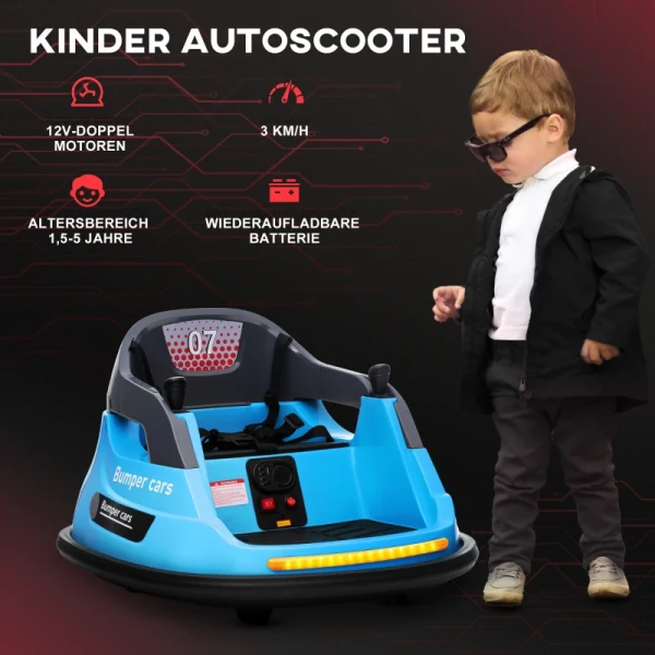 Elektrische Scooter Voor Kinderen, 3 Km/u, Verlichting En Muziek, Veiligheidsgordel, Blauw 7