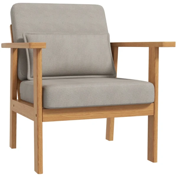 Fauteuil Accentstoel Gestoffeerde Fauteuil, Inclusief 1 Kussen, 70 Cm X 72 Cm X 76 Cm, Beige + Naturel 1