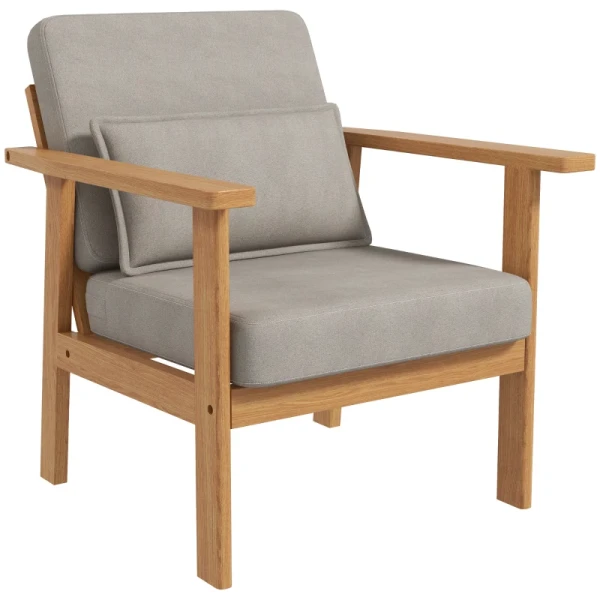 Fauteuil Accentstoel Gestoffeerde Fauteuil, Inclusief 1 Kussen, 70 Cm X 72 Cm X 76 Cm, Beige + Naturel 10