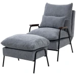 Fauteuil Met Poef Gestoffeerde Fauteuil Relaxfauteuil, Inclusief Kussens, 68 Cm X 91,5 Cm X 88 Cm, Lichtgrijs