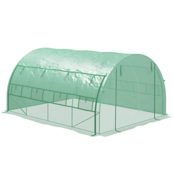 Foliekas, Broeikas, Inloop, Gaasraam, Metalen Frame, 4x3x2m, Groen 1