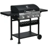 Gasgrill BBQ-grill, 4 Hoofdbranders, 1 Zijkoker, 1 Warmhoudplaat; 135 X 53 X 101 Cm, Donkergrijs 10