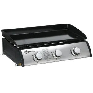Gasgrill Met Deksel, 3 Branders, Vetopvangbak, Antiaanbakplaat, 63x47x25 Cm, Zwart/zilver 1