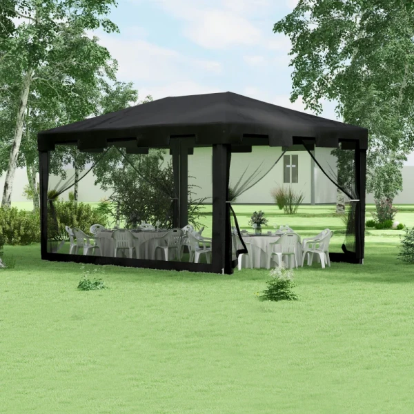 Gazebo Tuintent 3 X 3 M Paviljoen, Weerbestendig, Opvouwbaar, 395cm X 295cm X 255cm, Zwart 2