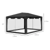 Gazebo Tuintent 3 X 3 M Paviljoen, Weerbestendig, Opvouwbaar, 395cm X 295cm X 255cm, Zwart 3