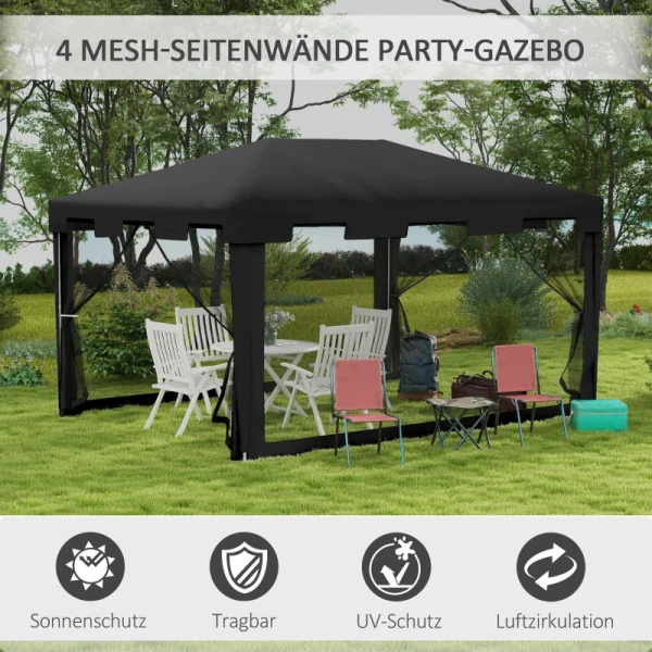 Gazebo Tuintent 3 X 3 M Paviljoen, Weerbestendig, Opvouwbaar, 395cm X 295cm X 255cm, Zwart 4