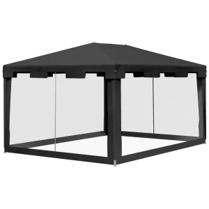 Gazebo Tuintent 3 X 3 M Paviljoen, Weerbestendig, Opvouwbaar, 395cm X 295cm X 255cm, Zwart 1