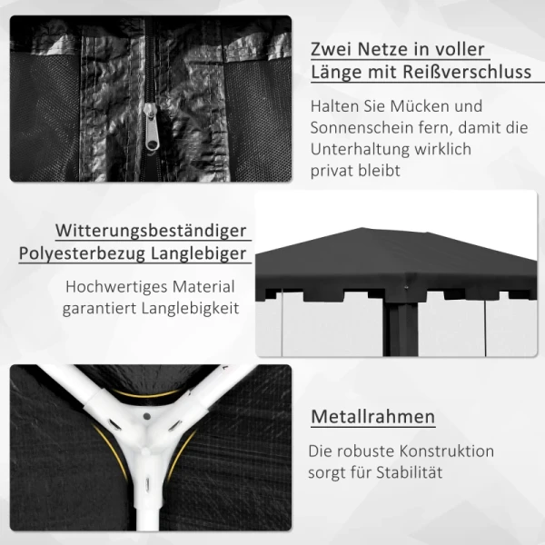 Gazebo Tuintent 3 X 3 M Paviljoen, Weerbestendig, Opvouwbaar, 395cm X 295cm X 255cm, Zwart 5