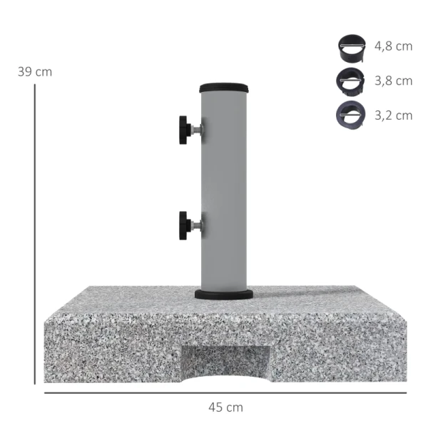 Granieten Parasolvoet, 38,5 Kg, Wielen, Voor Parasolstokken 32/38/48mm, Grijs 3