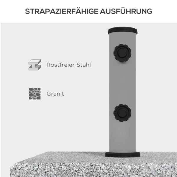 Granieten Parasolvoet, 38,5 Kg, Wielen, Voor Parasolstokken 32/38/48mm, Grijs 5