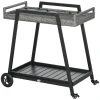 Grillwagen BBQ-trolley Serveerwagen, 1 Plank, PE Rotan, 79 Cm X 52 Cm X 82 Cm, Grijs 1