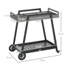 Grillwagen BBQ-trolley Serveerwagen, 1 Plank, PE Rotan, 79 Cm X 52 Cm X 82 Cm, Grijs 3