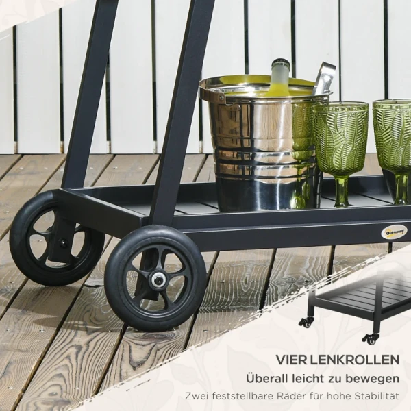 Grillwagen BBQ-trolley Serveerwagen, 1 Plank, PE Rotan, 79 Cm X 52 Cm X 82 Cm, Grijs 4