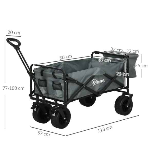 Handkar Met Koeltas, Opvouwbaar, Stalen Frame, Tot 100 Kg, 113x57x77-100 Cm, Donkergrijs 3