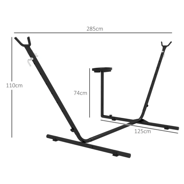 Hangmatframe, Voor Hangmatten Tot 280 Cm, Staal, 285L X 125B X 110H Cm, Zwart 3