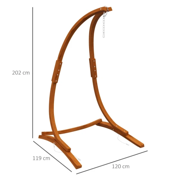 Hangmatstandaard Hangmatstandaard, Vrijstaand, In Hoogte Verstelbaar, 119 Cm X 120 Cm X 202 Cm, Bruin 3