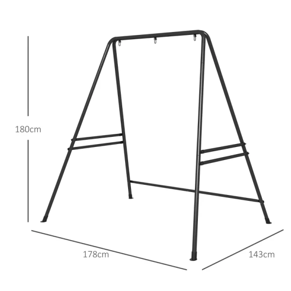 Hangstoelframe, Robuust & Weerbestendig, Binnen & Buiten, Tot 150 Kg, Staal, 178 X 143 X 180 Cm, Zwart 3