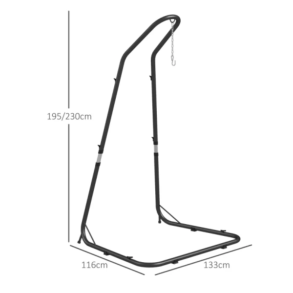 Hangstoelstandaardframe Voor Hangstoel Hangstoelhouder, 133 Cm X 116 Cm X 195/230 Cm, Zwart 3