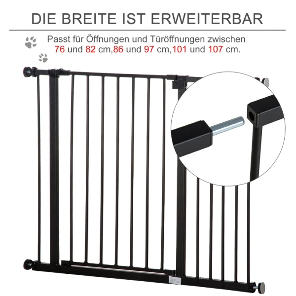 Hondenbarrière Uitbreidbare Klembevestiging Staal 30-42" X 30" Zwart 5