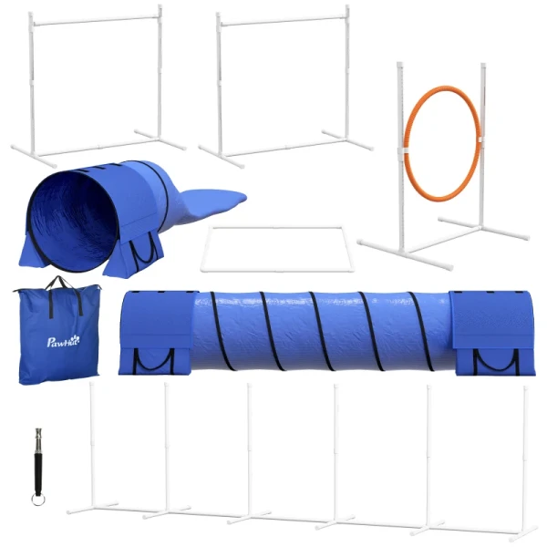 Hondenbehendigheidsset Hondenparcours, 1 Hoepel, 2 Tunnels 2 Hindernissen, 321 Cm X 63 Cm X 93 Cm, Blauw + Rood + Wit 10