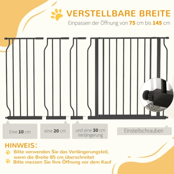 Hondenhekje, Tweezijdig Te Openen, Wandhouder Met Drukknoppen, Verstelbaar Van 75 Tot 145 Cm 5