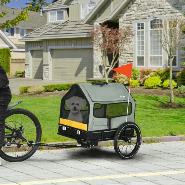 Hondenkar, Fietskar, Dierenkar, 1 Wimpel, Voor Honden Tot 10 Kg, Groen + Zwart 2